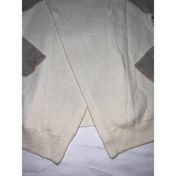 Madewell Province Sweater Womens Size S Cream/ Gray 2-tone Open Back Waffle Knit - Picture 13 of 14